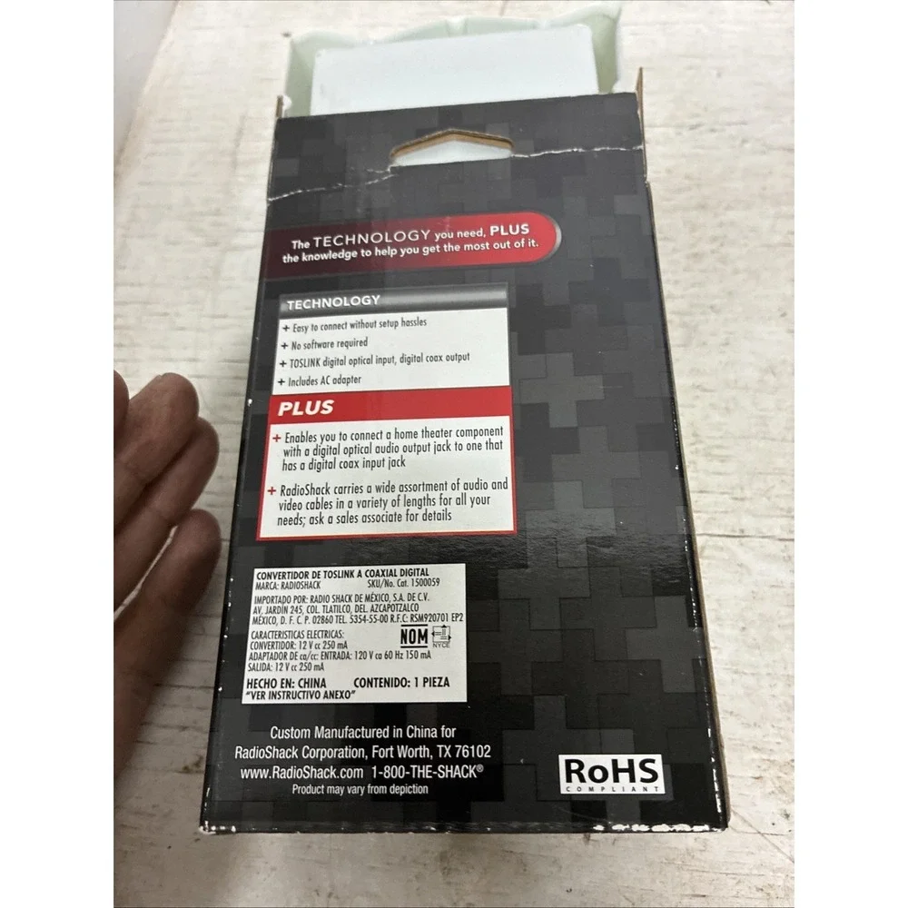 Genuine Radioshack (1142011) Easy To Connect Toslink To Digital Coax Converter